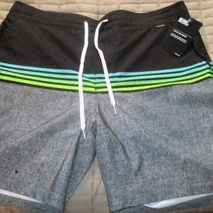 NEW NWT Mens Hurley Phantom Board Shorts, Gray/Bla